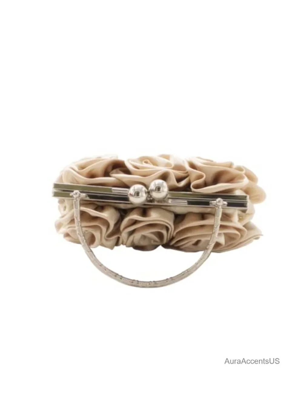 Satin Floral Evening Clutch with Detachable Chain Strap